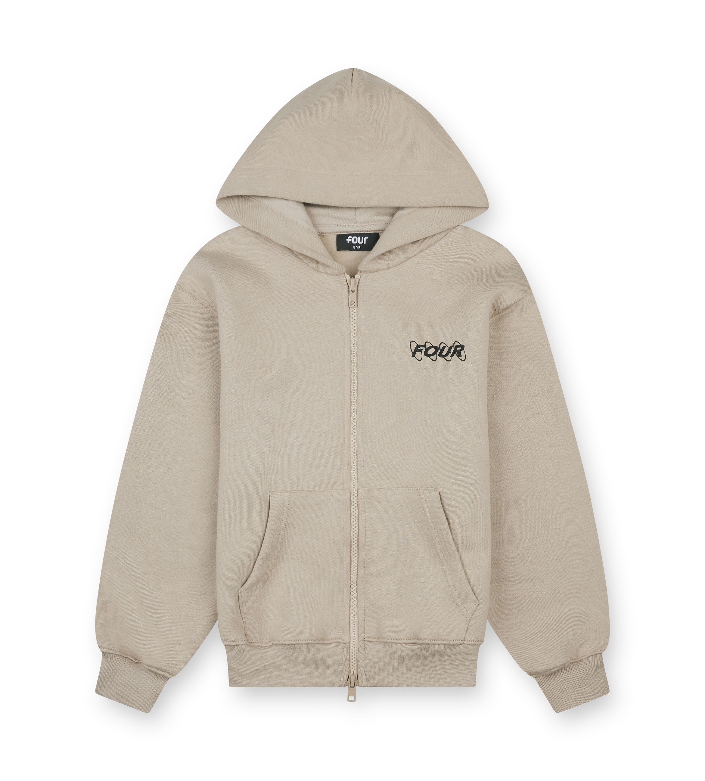Circles Boxy Zip Up Hoodie Vintage Khaki 