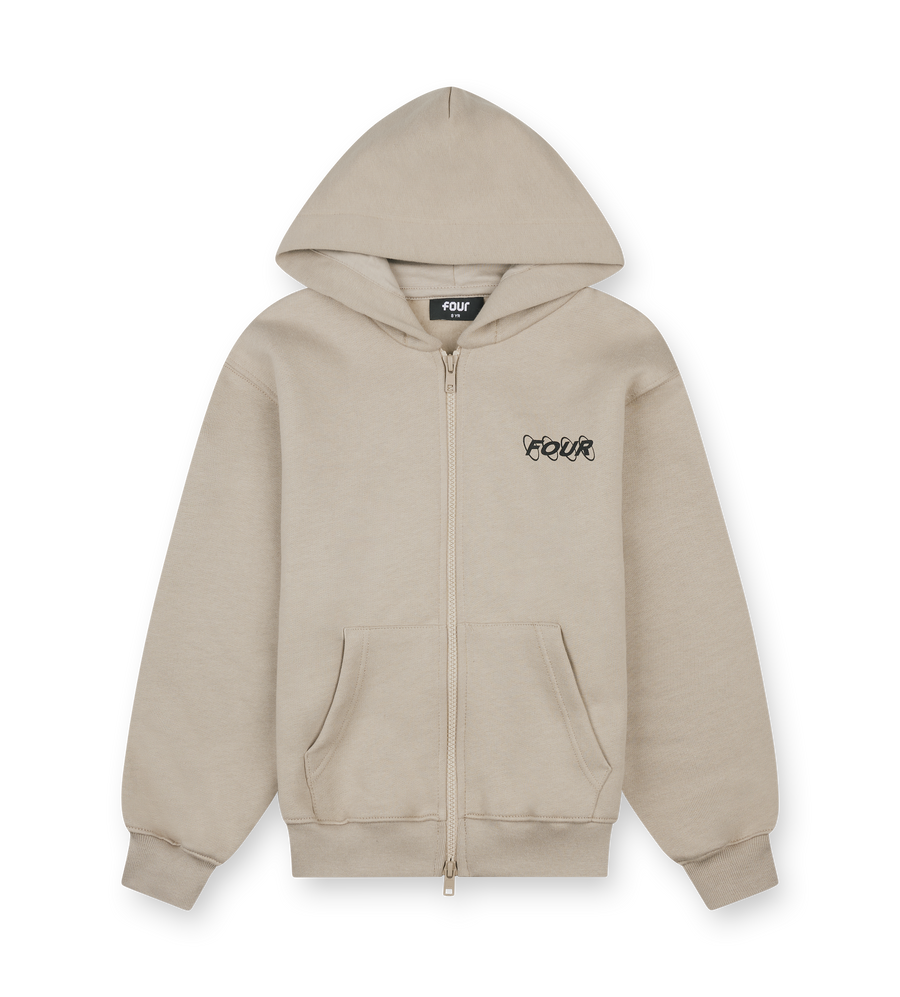 Circles Boxy Zip Up Hoodie Vintage Khaki 