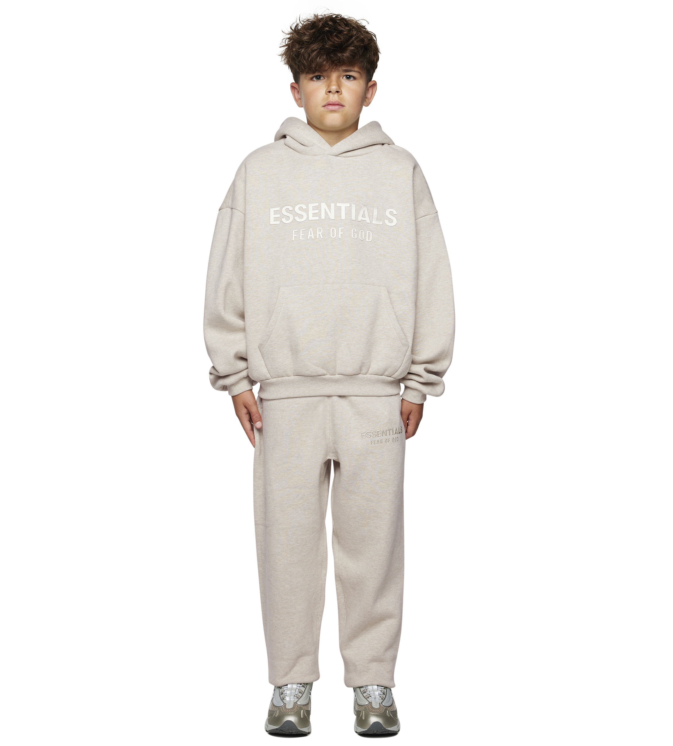 Essentials Classic Fleece Hoodie in Heather Stone (Kids)