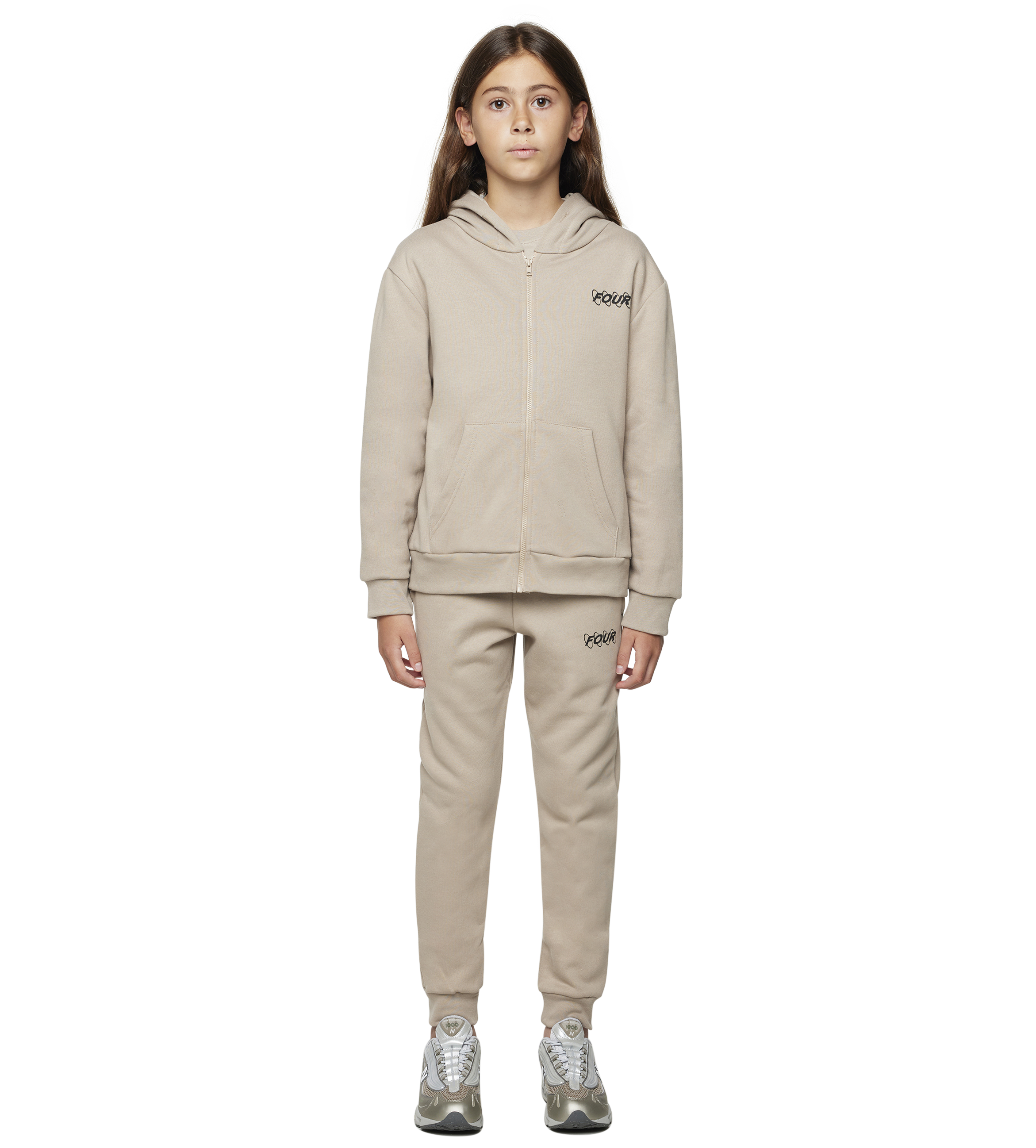 Circles Logo Zip Up Hoodie Vintage Khaki