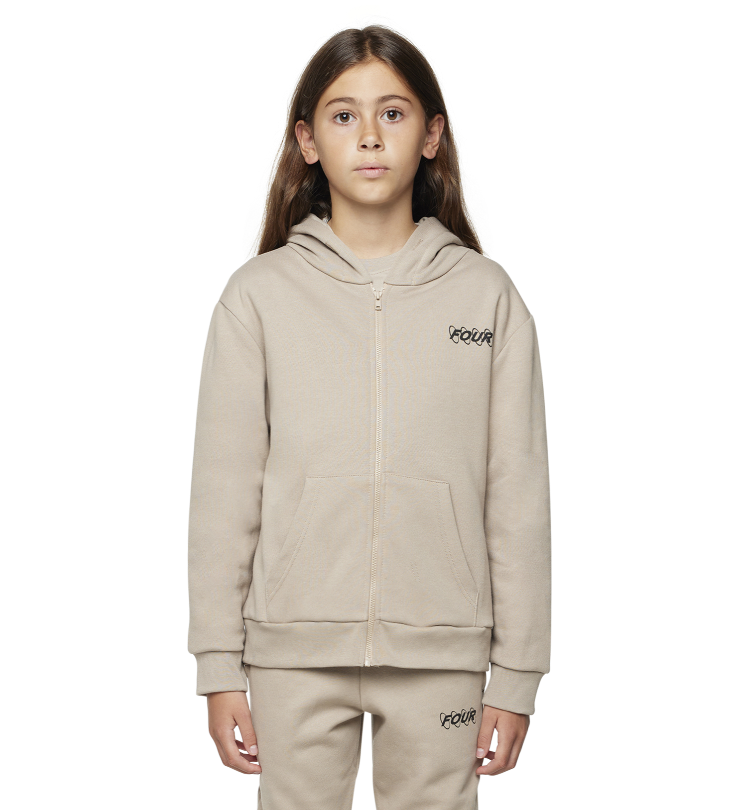 Circles Logo Zip Up Hoodie Vintage Khaki