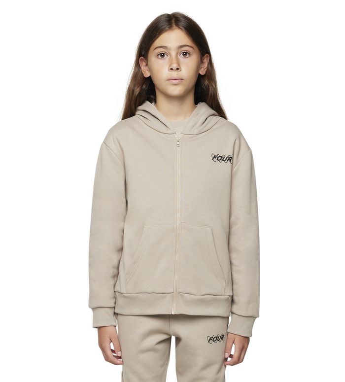 Circles Logo Zip Up Hoodie Vintage Khaki