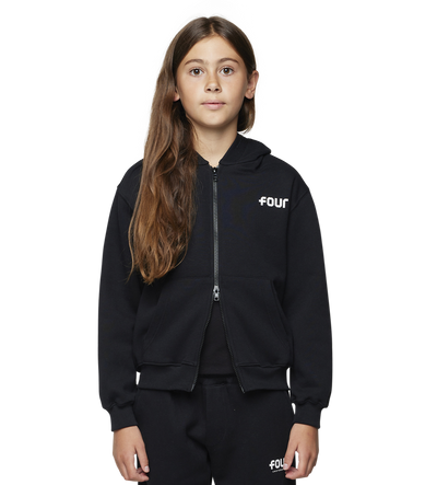 Logo Boxy Zip Up Hoodie Zwart