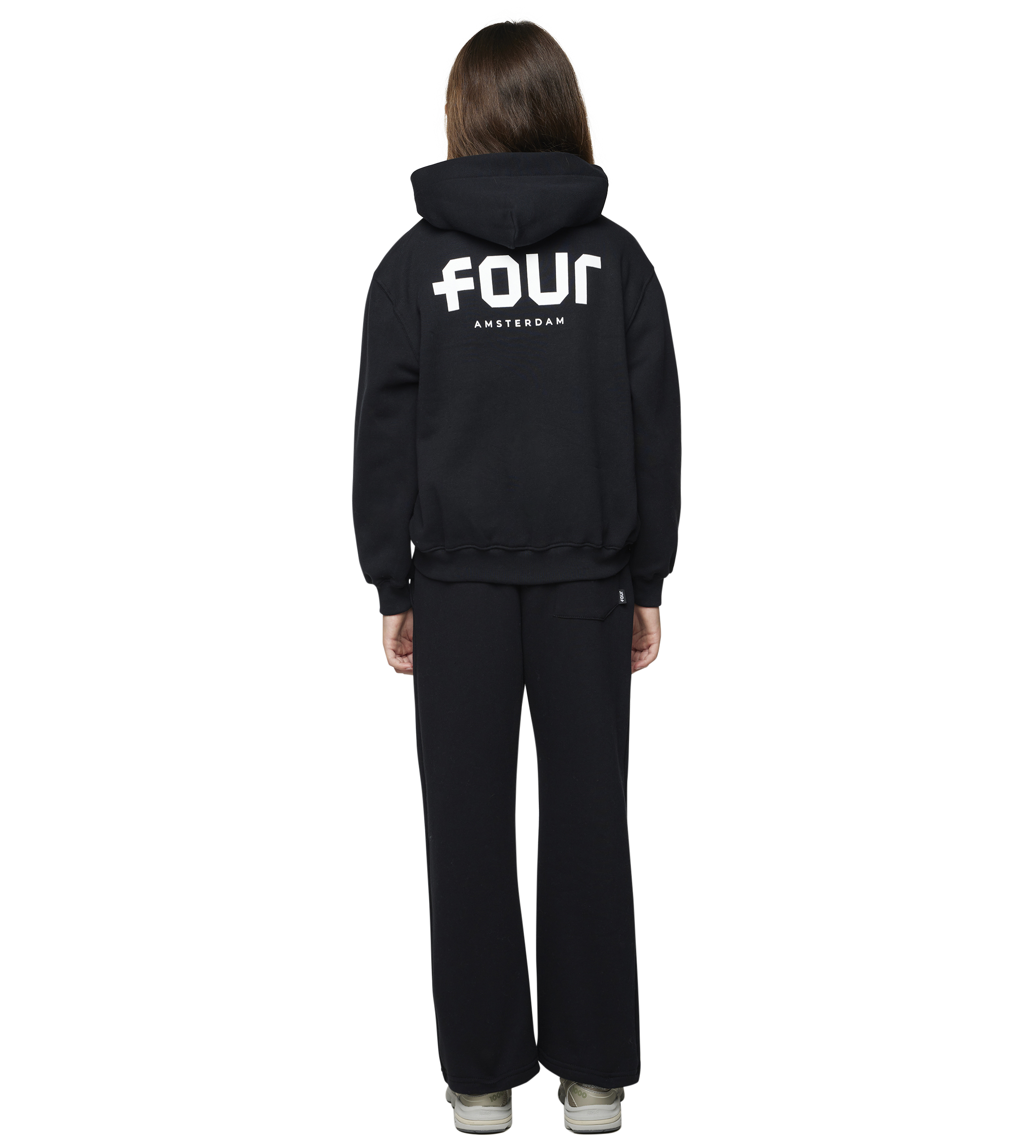 Logo Boxy Zip Up Hoodie Black