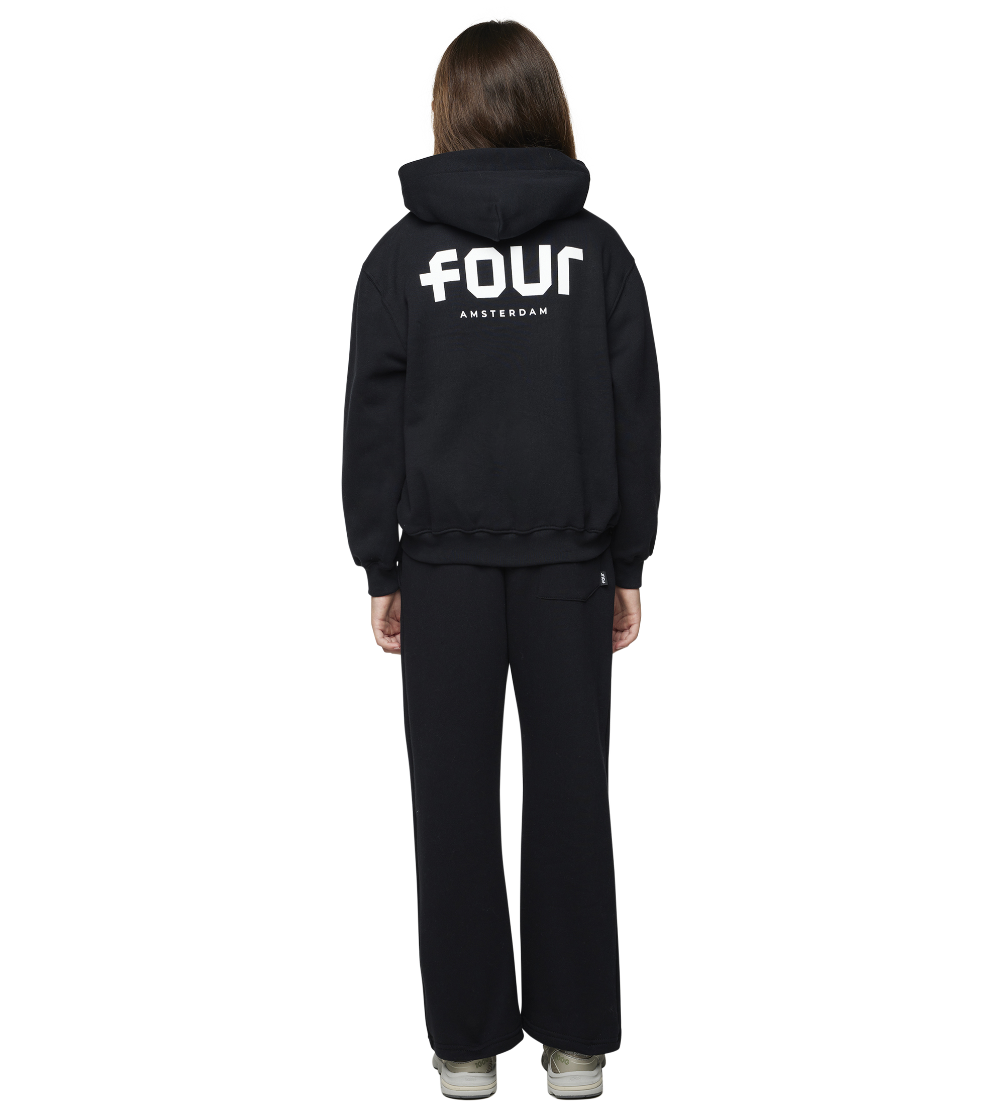 Logo Boxy Zip Up Hoodie Zwart