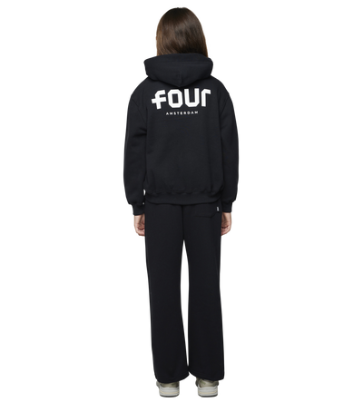 Logo Boxy Zip Up Hoodie Zwart