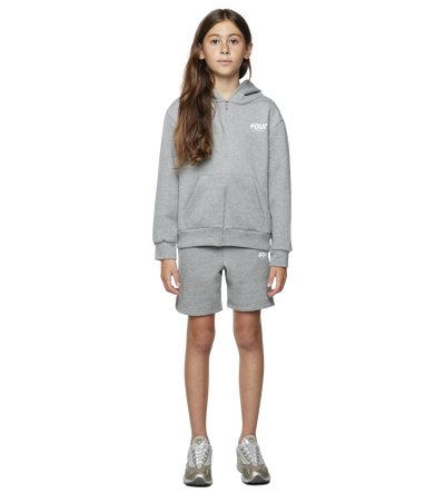 Logo Zip up Hoodie Melange Grijs