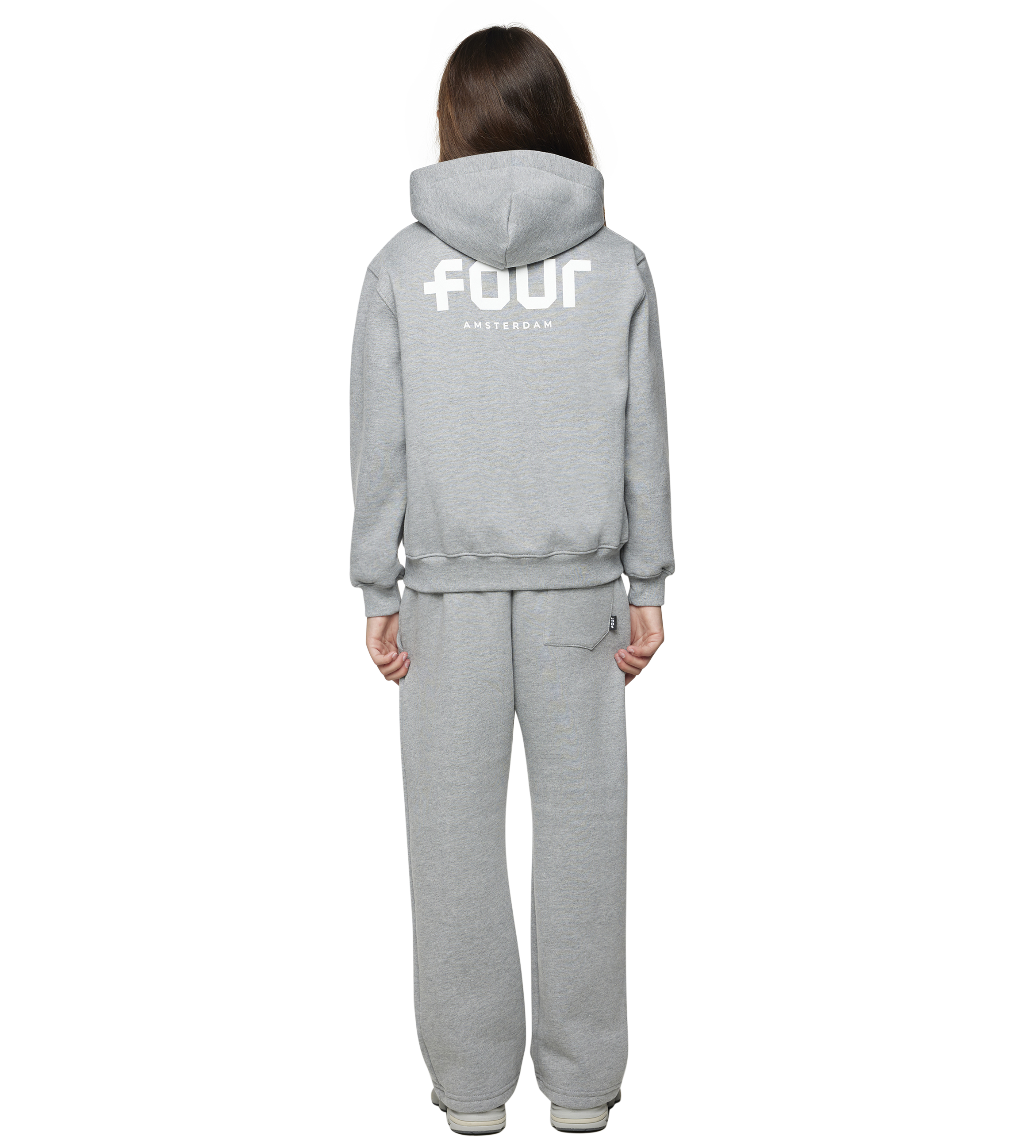 Logo Boxy Zip Up Hoodie Grey Melange