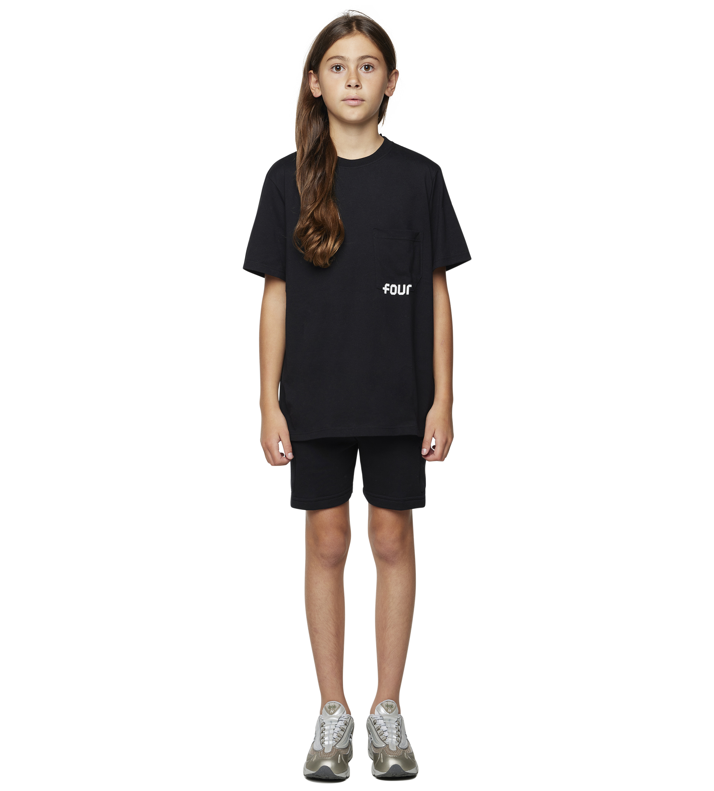 Four Kids Logo Pocket Tee Black
