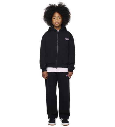 Circles Boxy Zip Up Hoodie Zwart/Roze