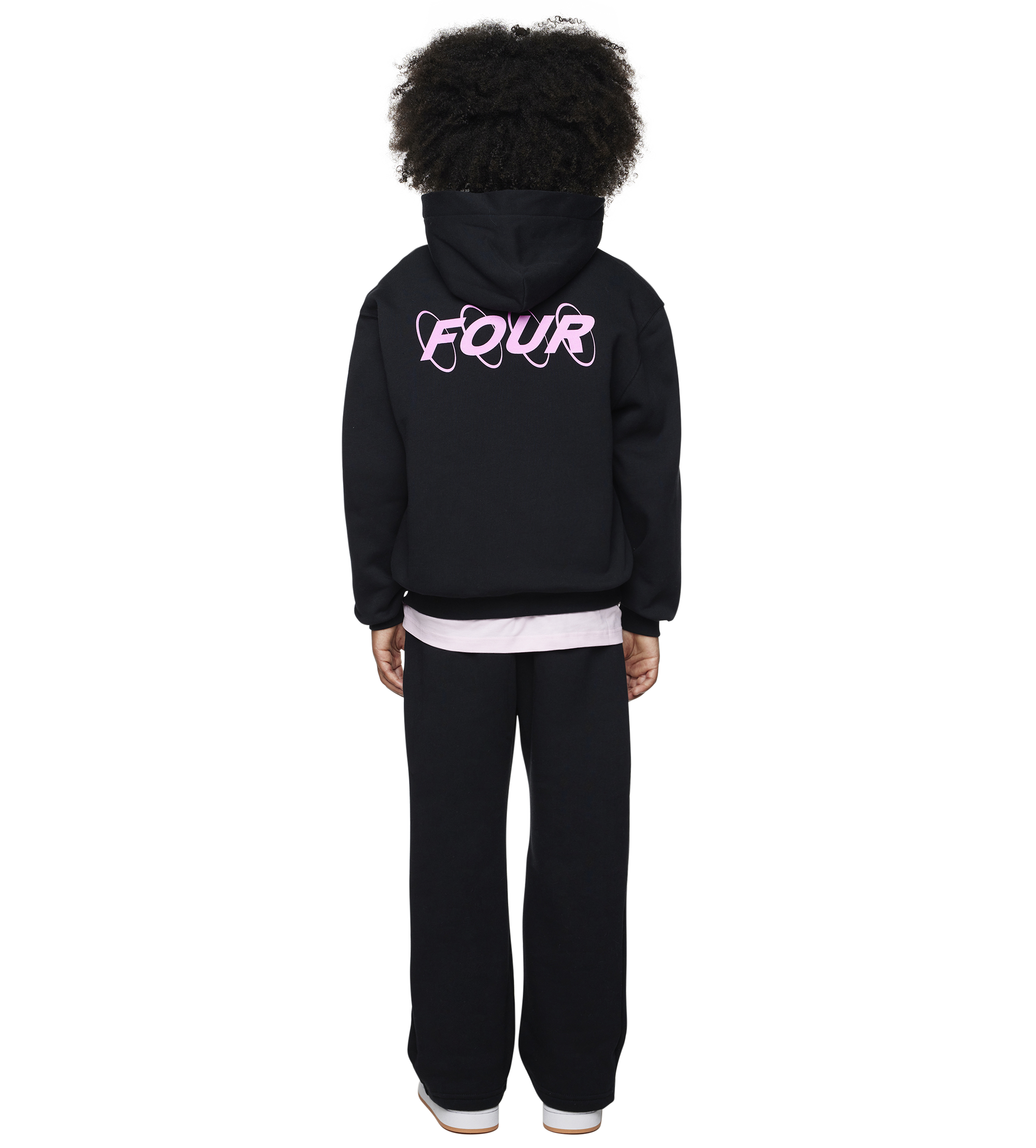 Circles Boxy Zip Up Hoodie Zwart/Roze