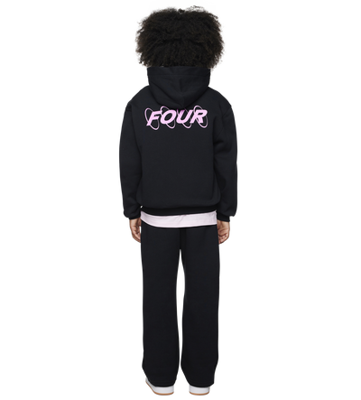 Circles Boxy Zip Up Hoodie Zwart/Roze