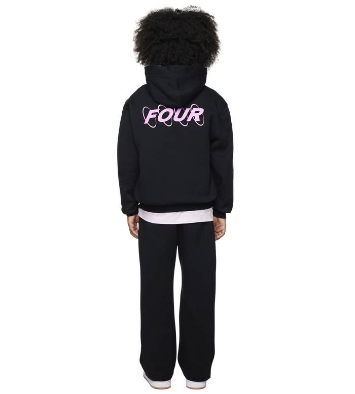 Circles Boxy Zip Up Hoodie Black/ Pink
