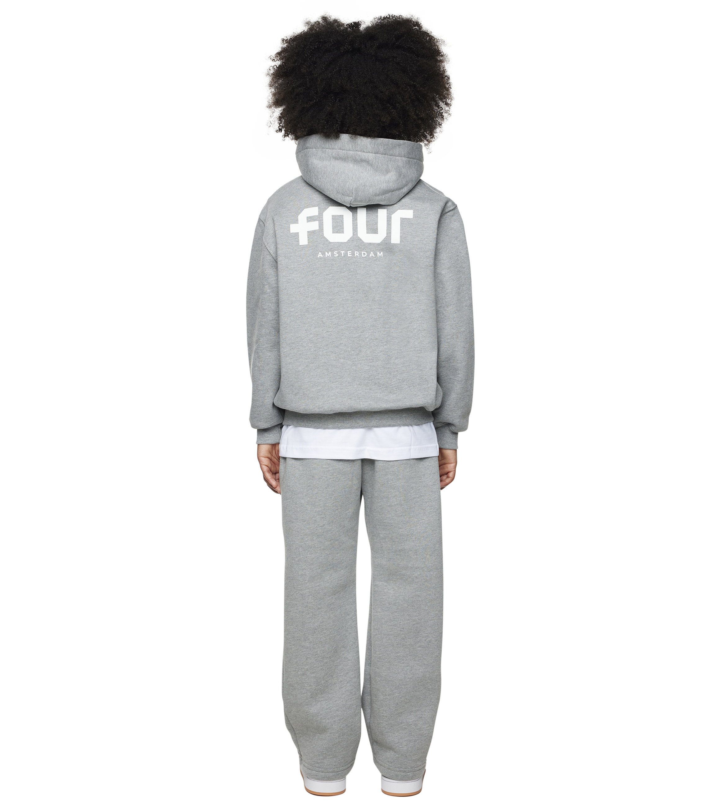 Logo Boxy Zip Up Hoodie Grey Melange
