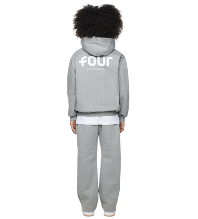 Logo Boxy Zip Up Hoodie Grijs Melange