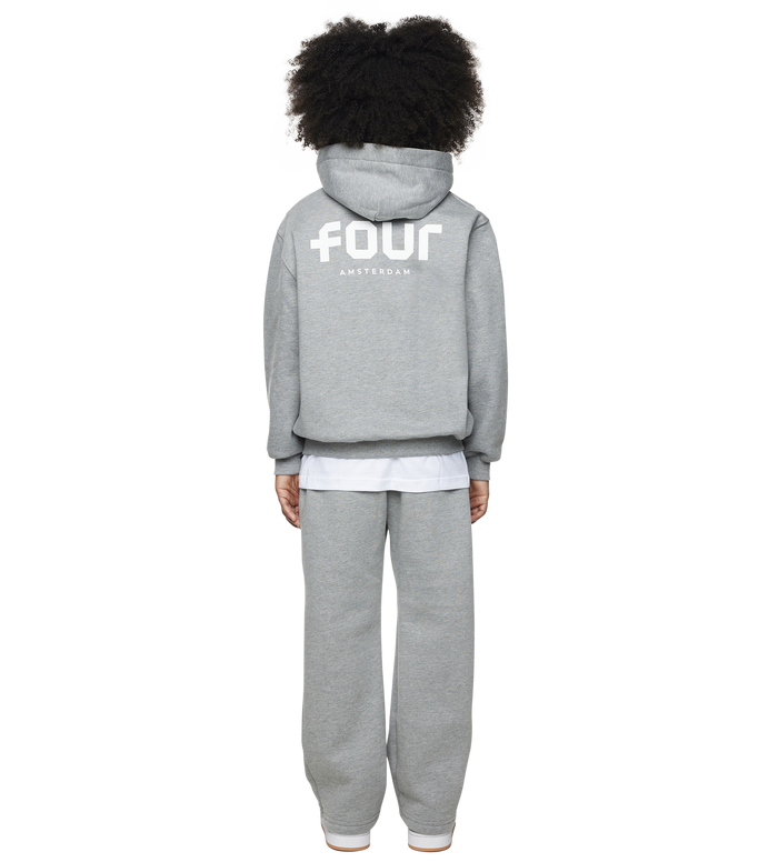Logo Boxy Zip Up Hoodie Grey Melange