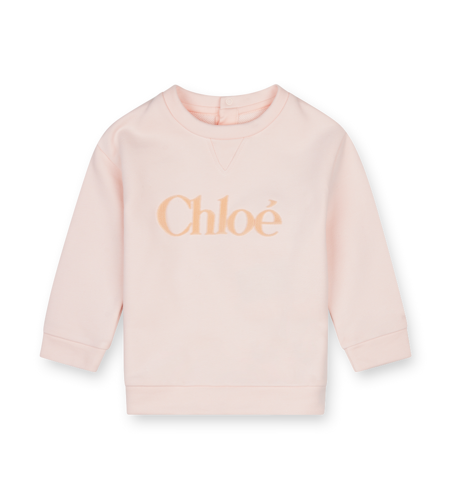 Chloé Logo Cotton Jersey T-shirt in Pink (Kids)