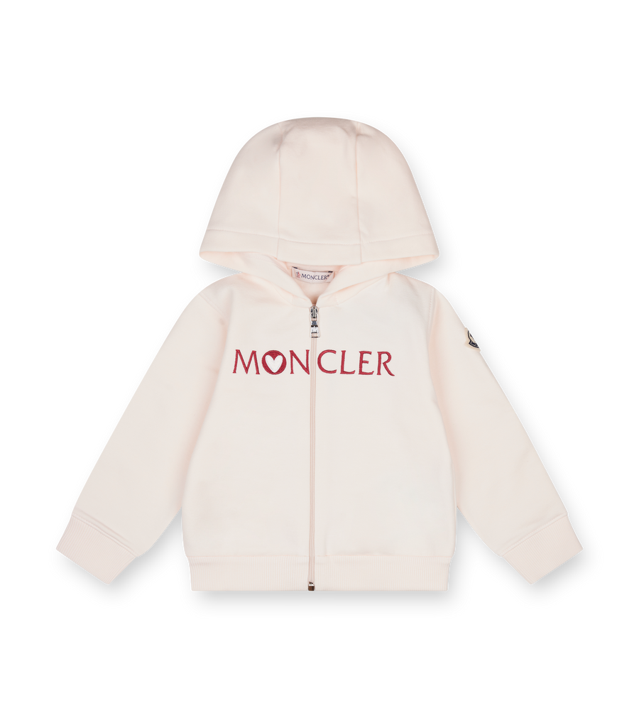Moncler Embroidered Heart Logo Cotton Tracksuit Set in Light Pink (Kids)