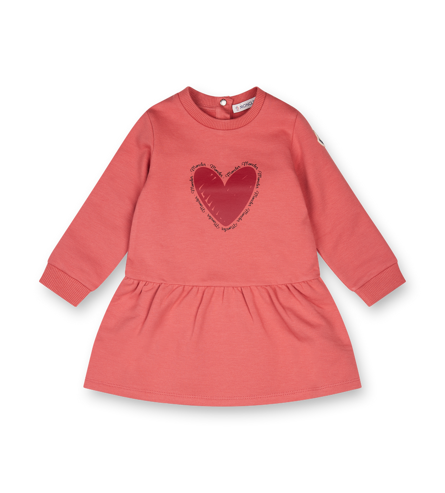 Moncler Enfant Heart Embellished Flared Dress in Red (Baby)