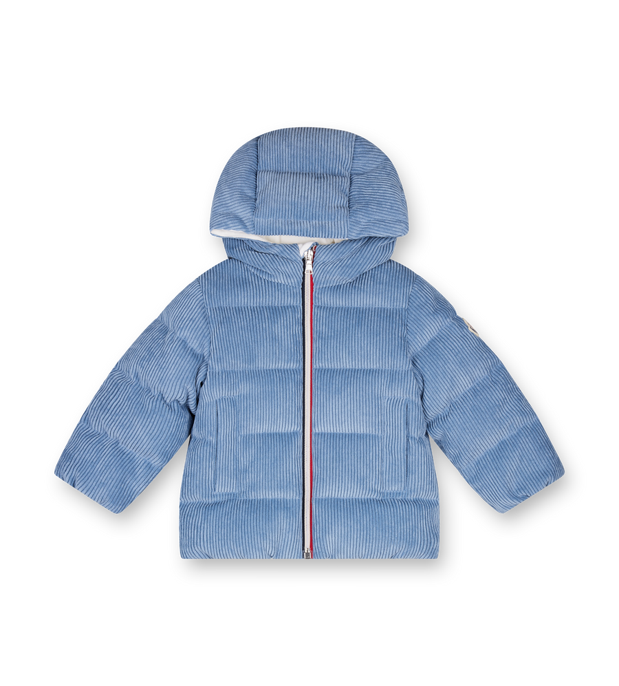 Moncler Enfant Puki Corduroy Hooded Down Jacket in Cobalt Blue (Kids)