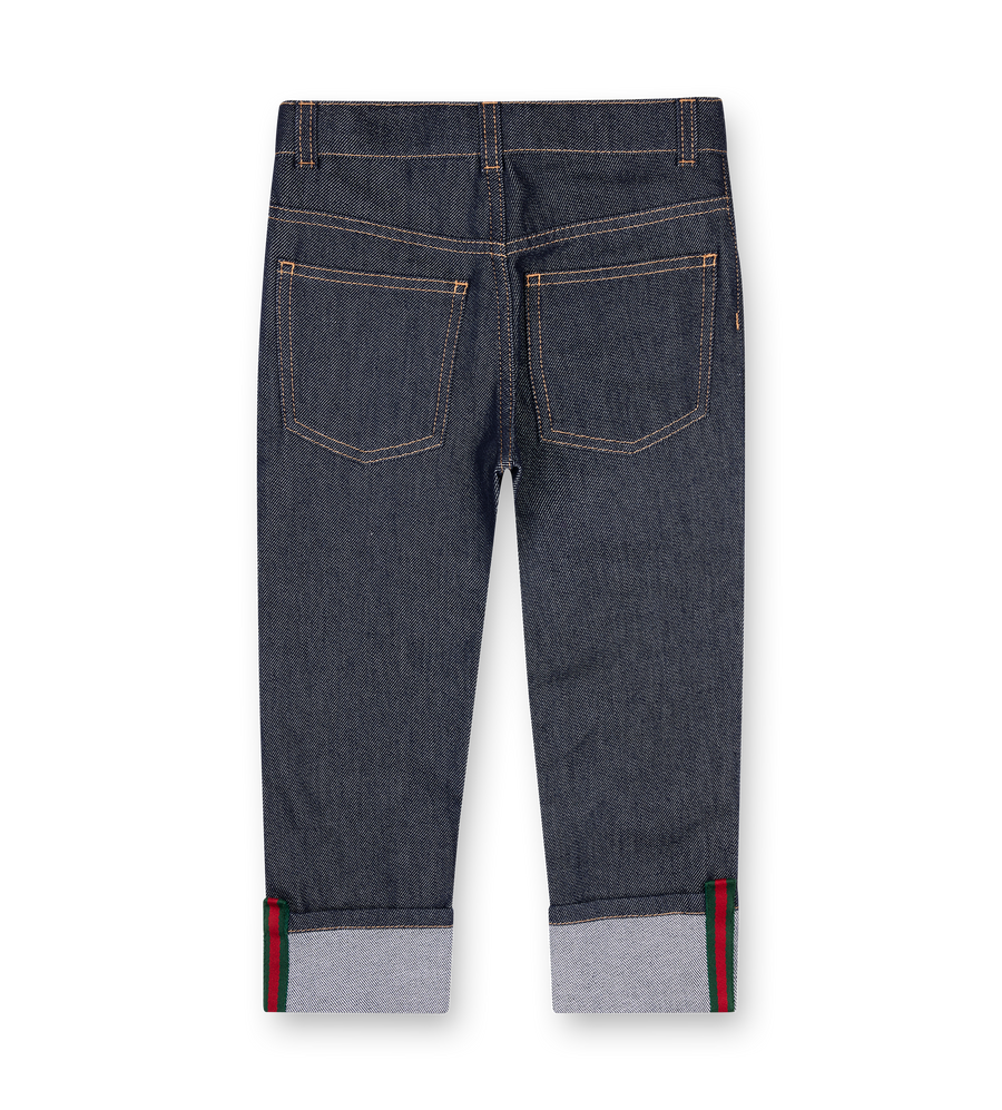 Gucci Children’s Denim Pants with Web in Dark Blue (Kids)
