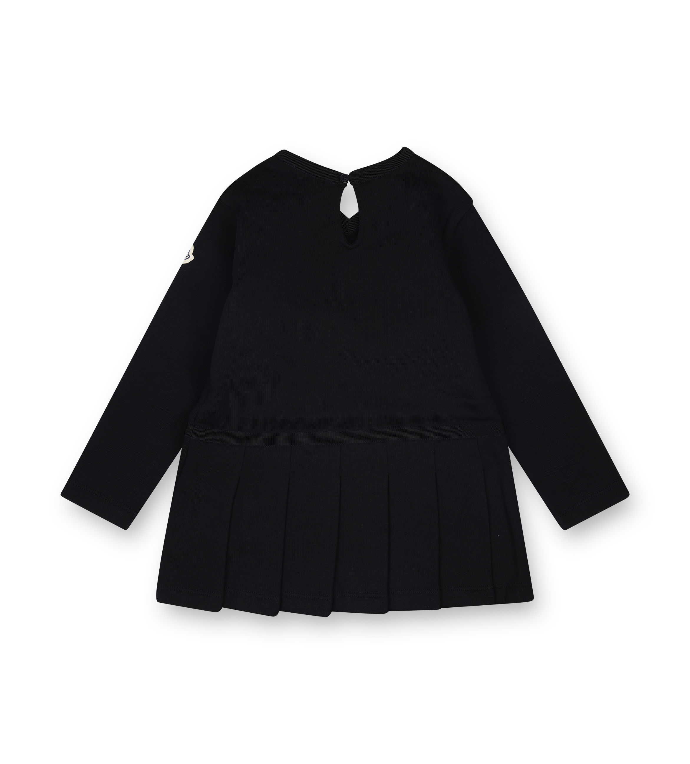 Moncler Enfant Teddy Logo Pleated Cotton Dress in Black (Kids)