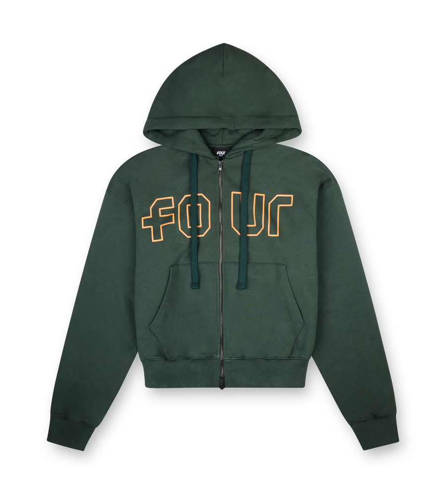 Outline Zip Up Hoodie Deep Forest/ Dusty Orange