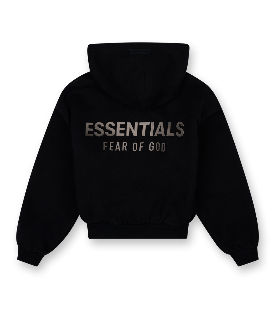 Essentials Classic Fleece Zip Up Hoodie in Jet Black (Kids)