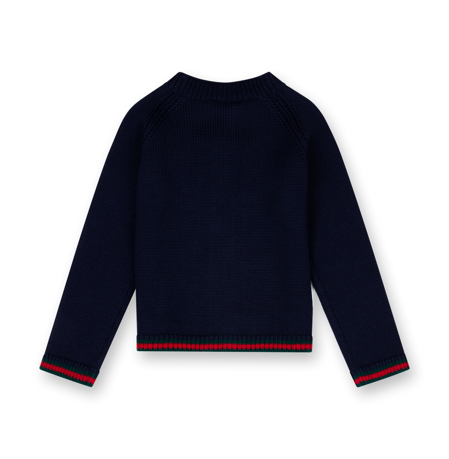 Gucci Baby Wool Cardigan with Web in Dark Blue (Baby)
