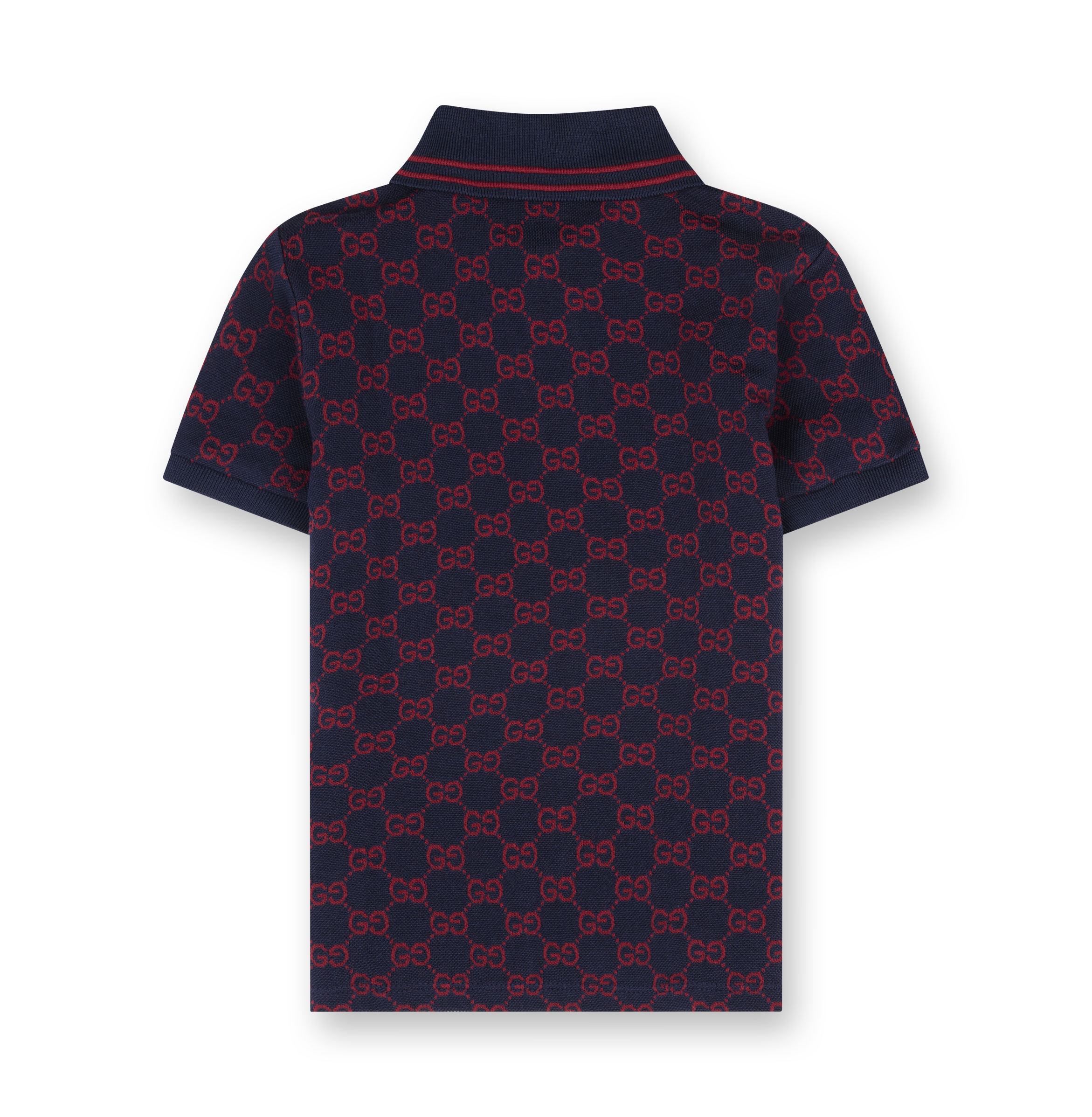 Gucci Children's GG Cotton Polo Shirt in Navy/ Red