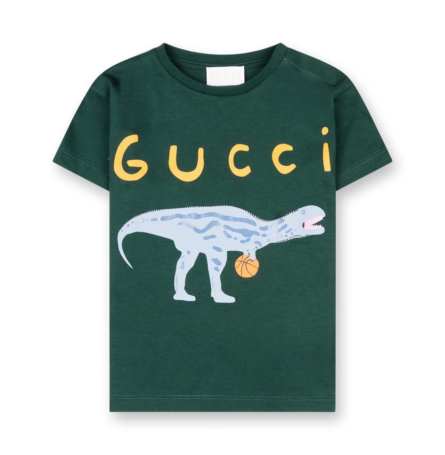Gucci Baby Cotton T-Shirt with Print in Green (Baby)