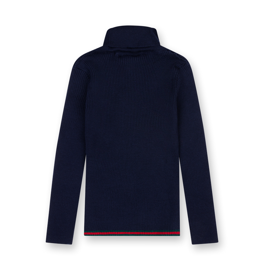 Gucci Children's Ribbed Wool Sweater in Dark Blue