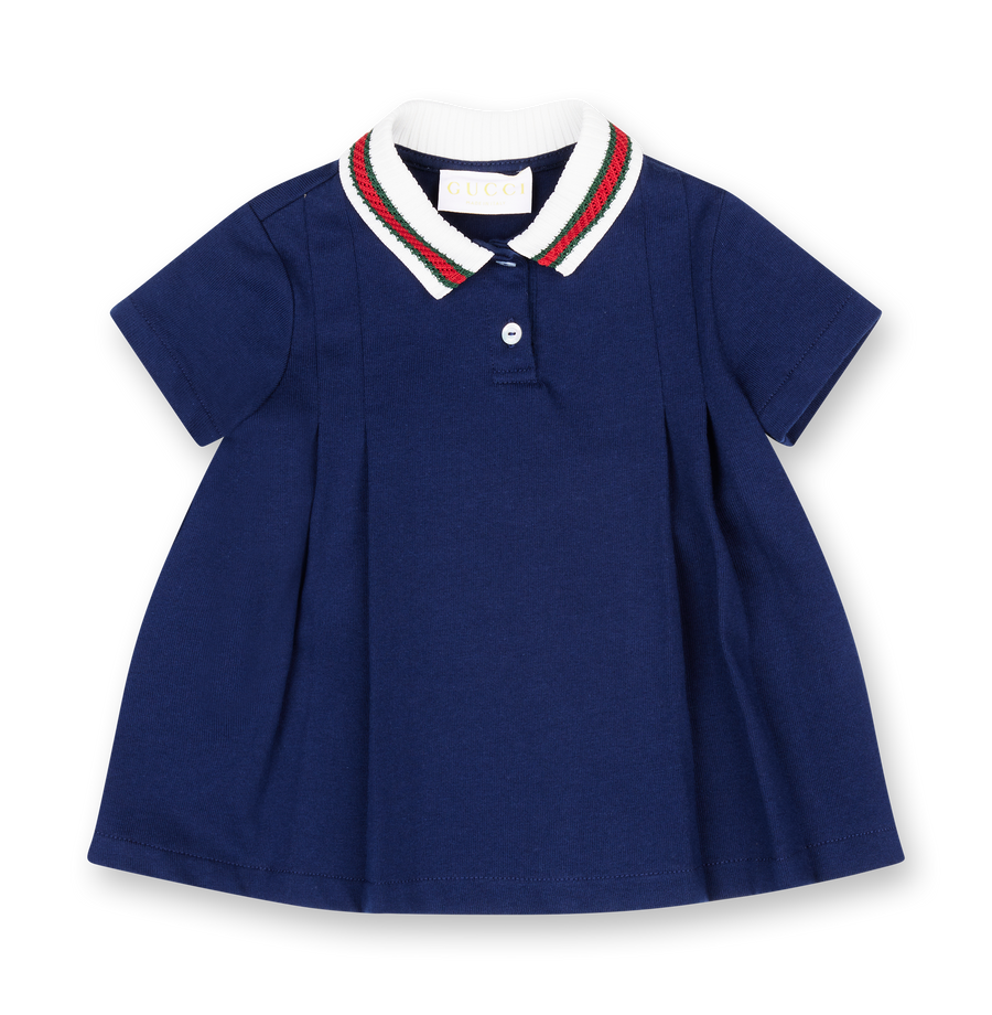 Gucci Baby Cotton Dress with Web in Dark Blue (Baby)