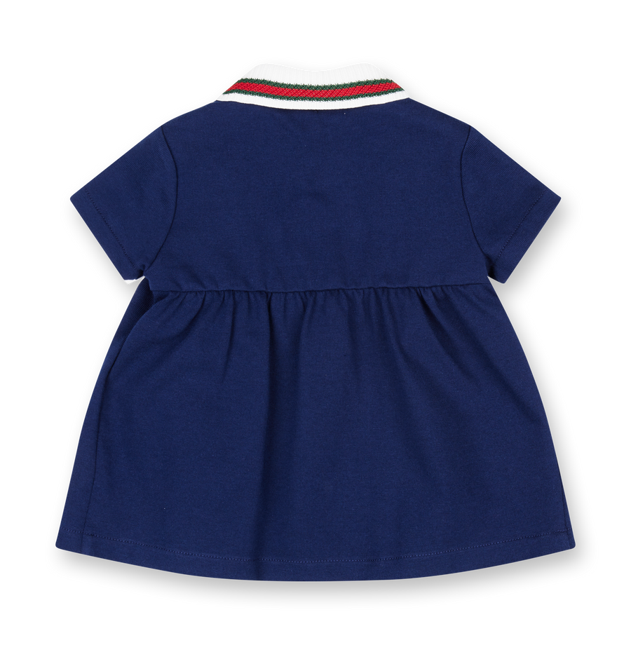 Gucci Baby Cotton Dress with Web in Dark Blue (Baby)