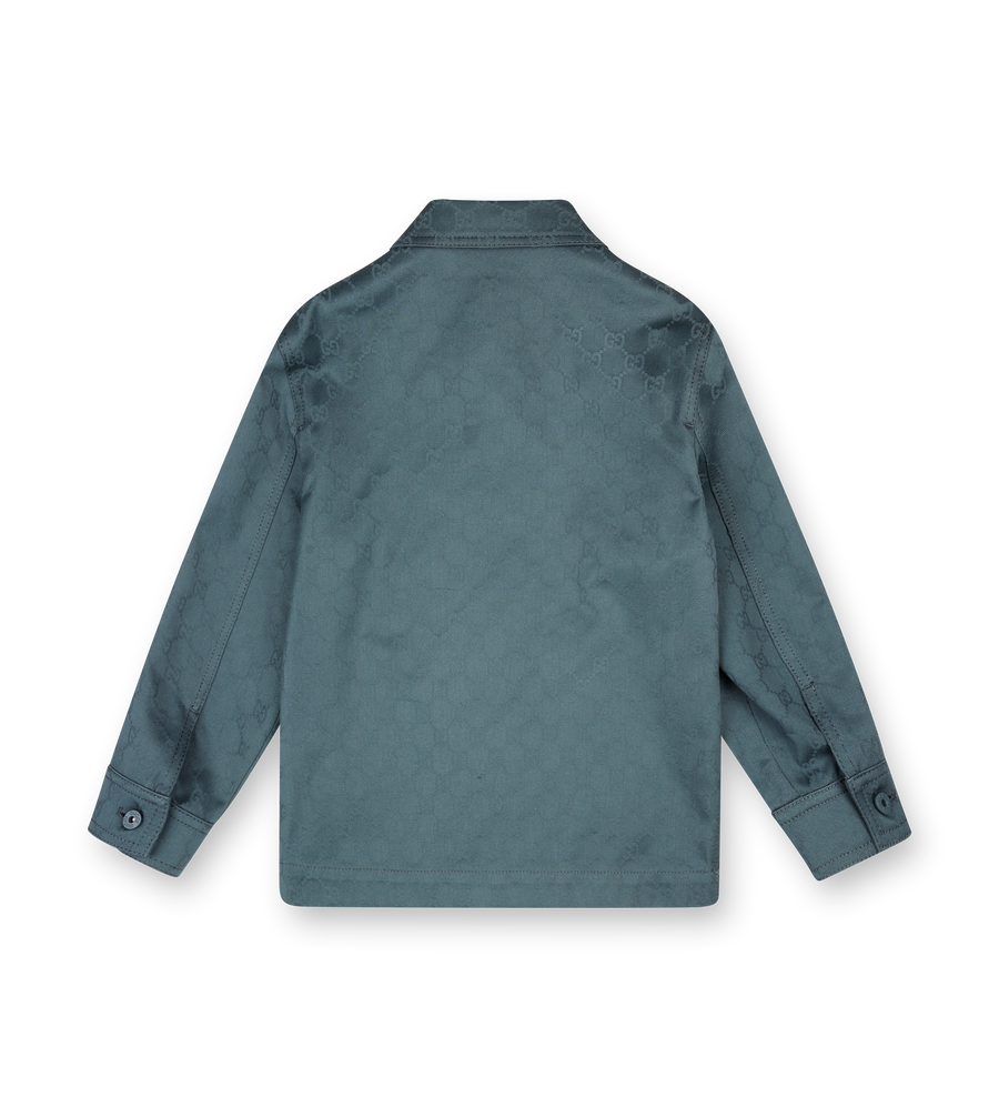 Gucci GG Gabardine Button-Up Shirt Jacket in Green (Kids)