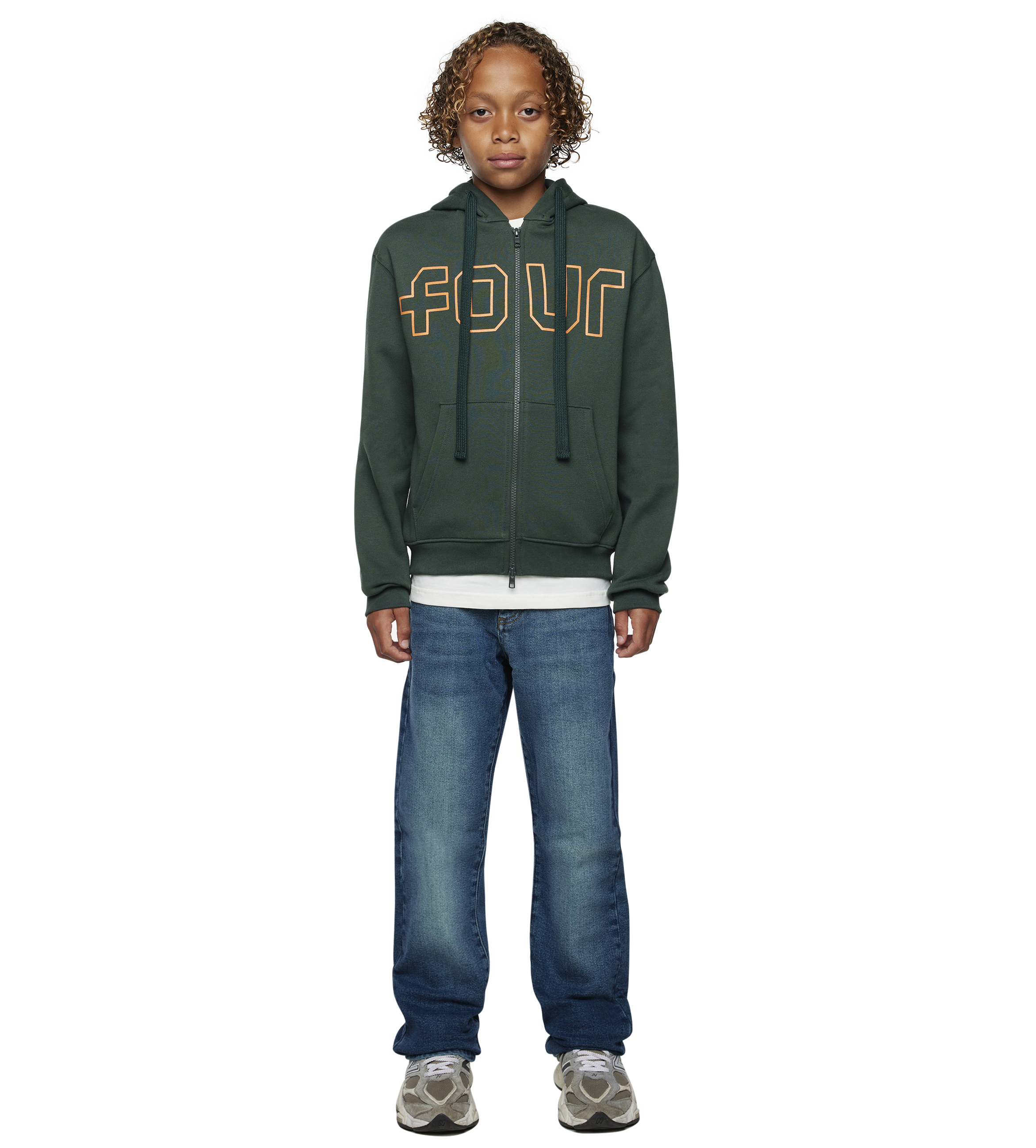 Outline Zip Up Hoodie Deep Forest/ Dusty Orange