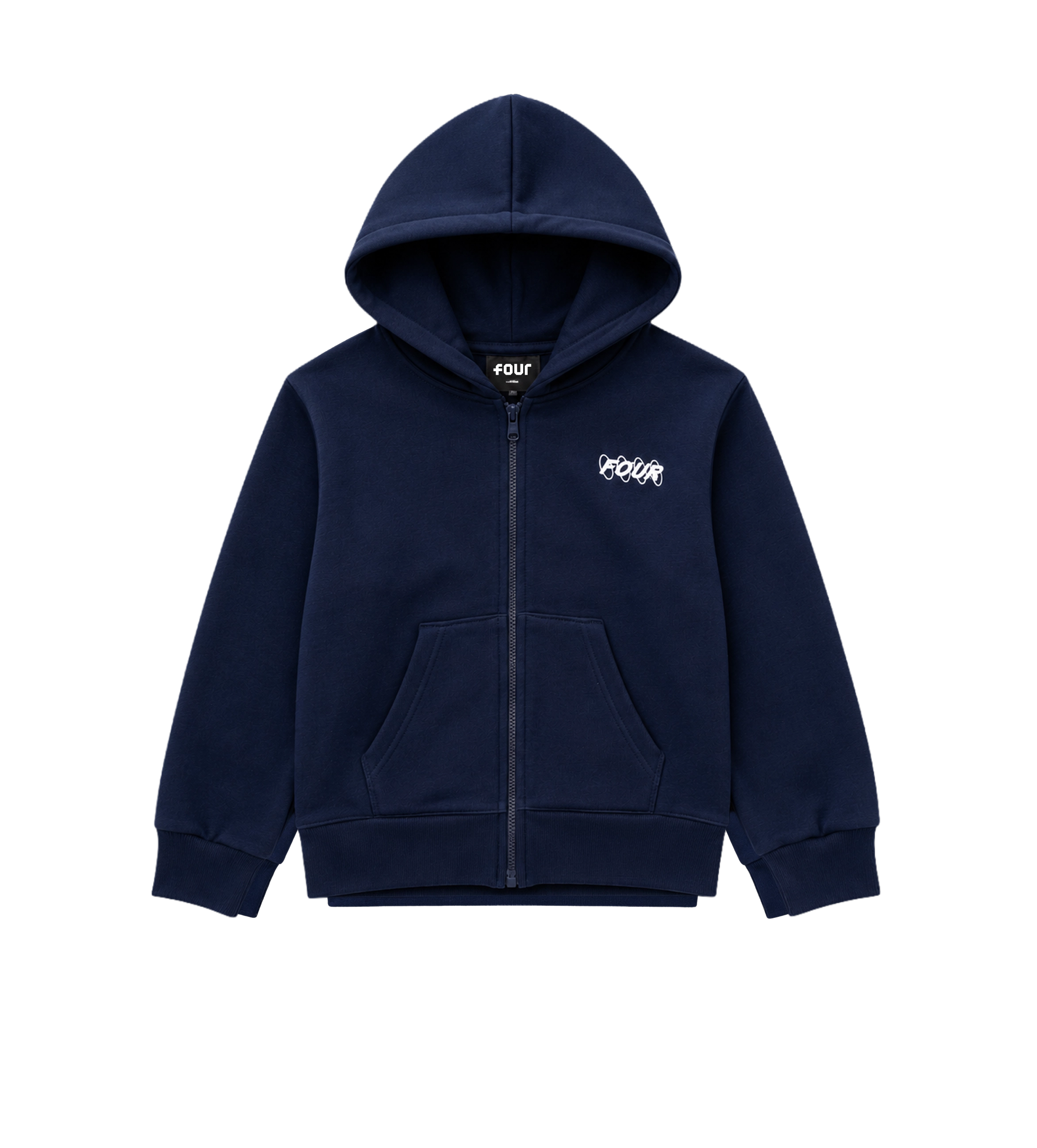 Circles Hoodie met rits en logo marineblauw
