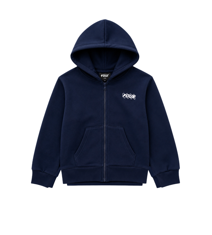 Circles Hoodie met rits en logo marineblauw