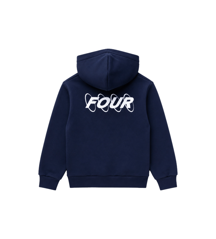 Circles Hoodie met rits en logo marineblauw