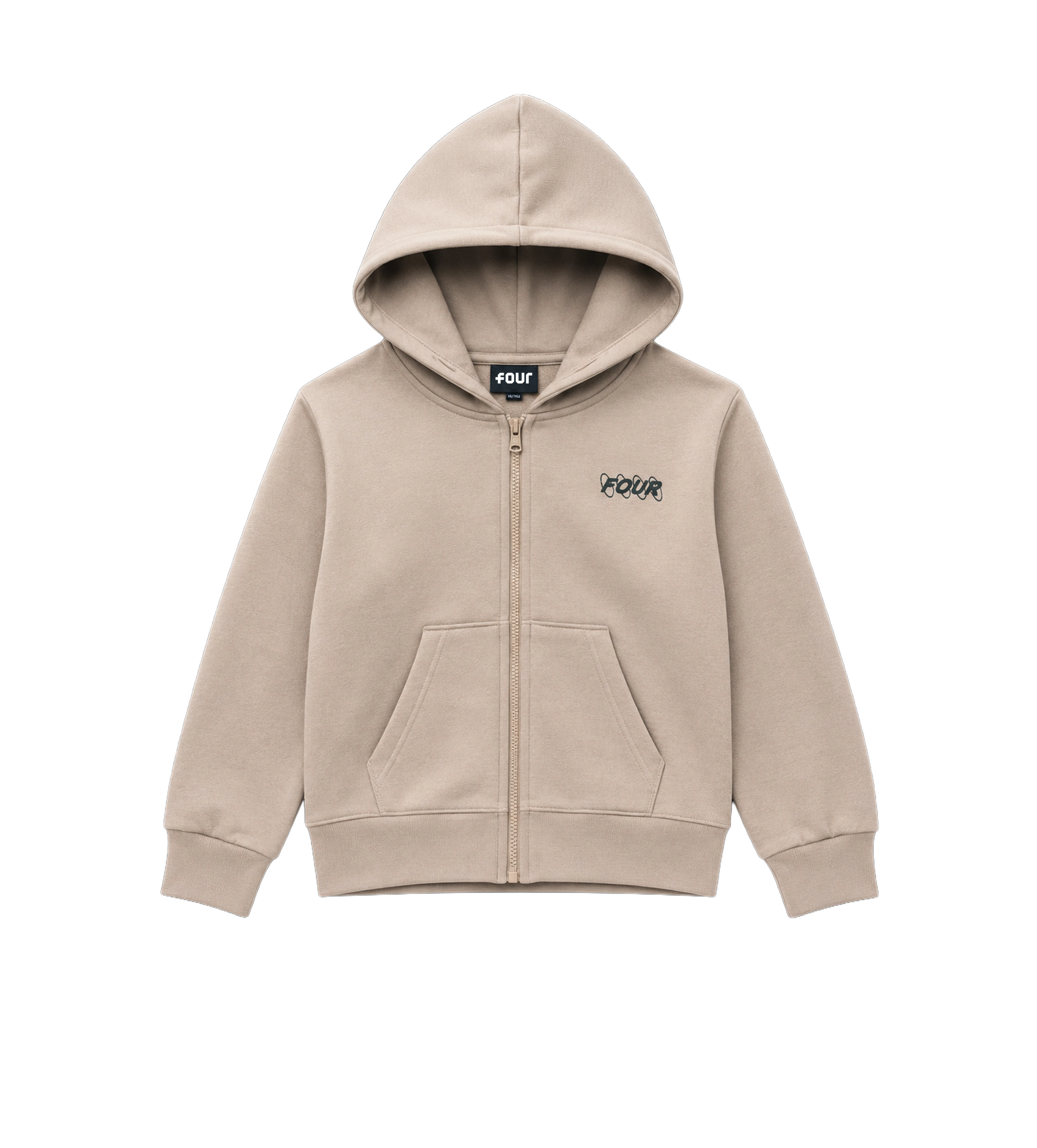Circles Hoodie met rits en logo, vintage kaki