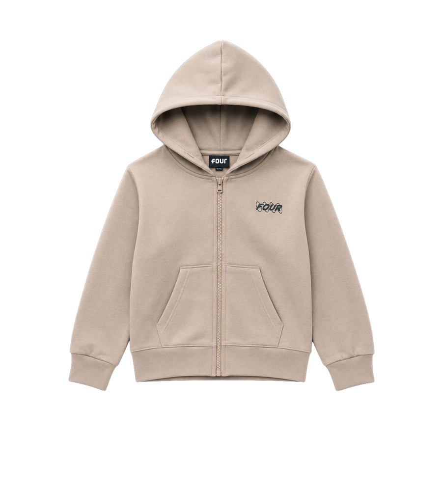 Circles Hoodie met rits en logo, vintage kaki