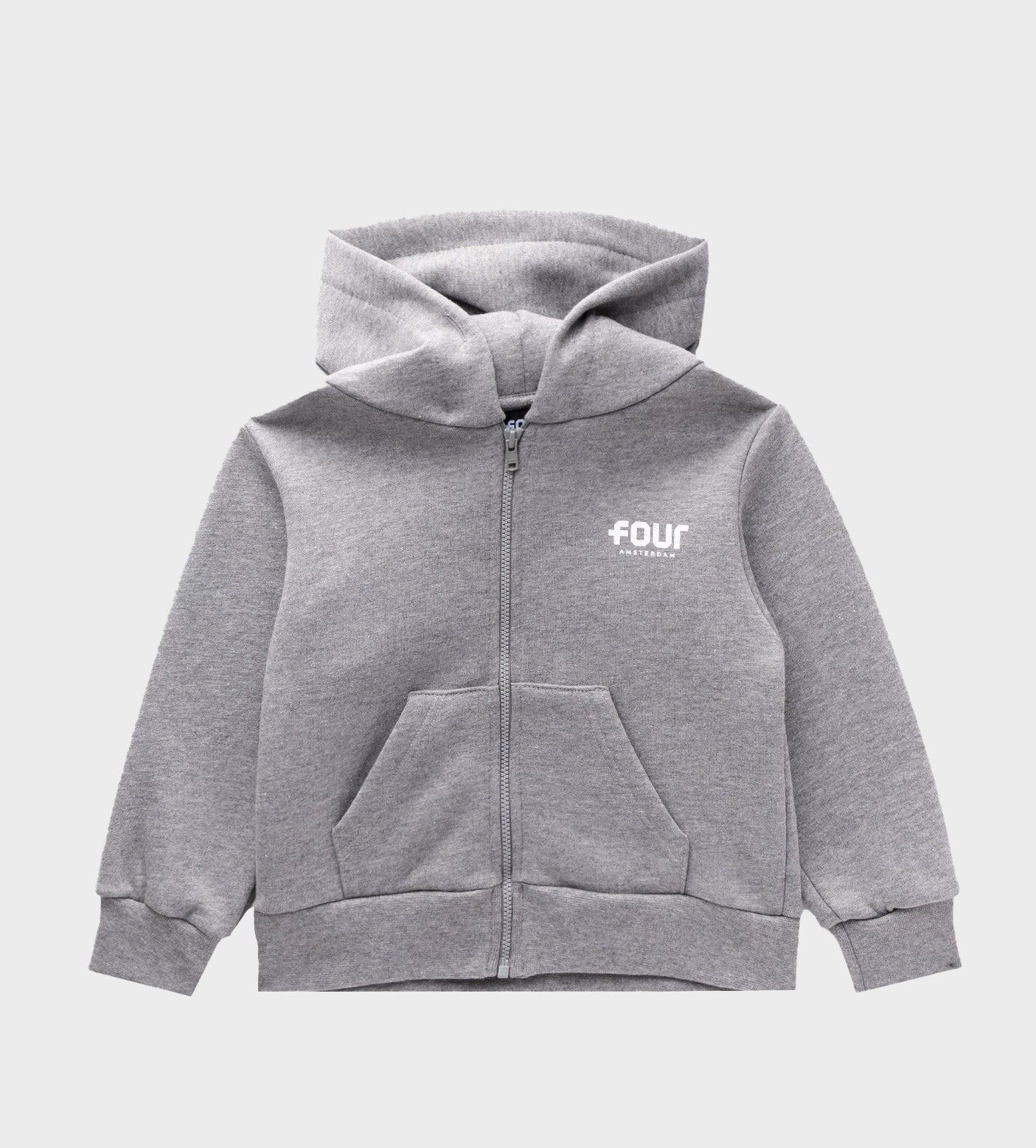 Logo Zip Up Hoodie Melange Grey