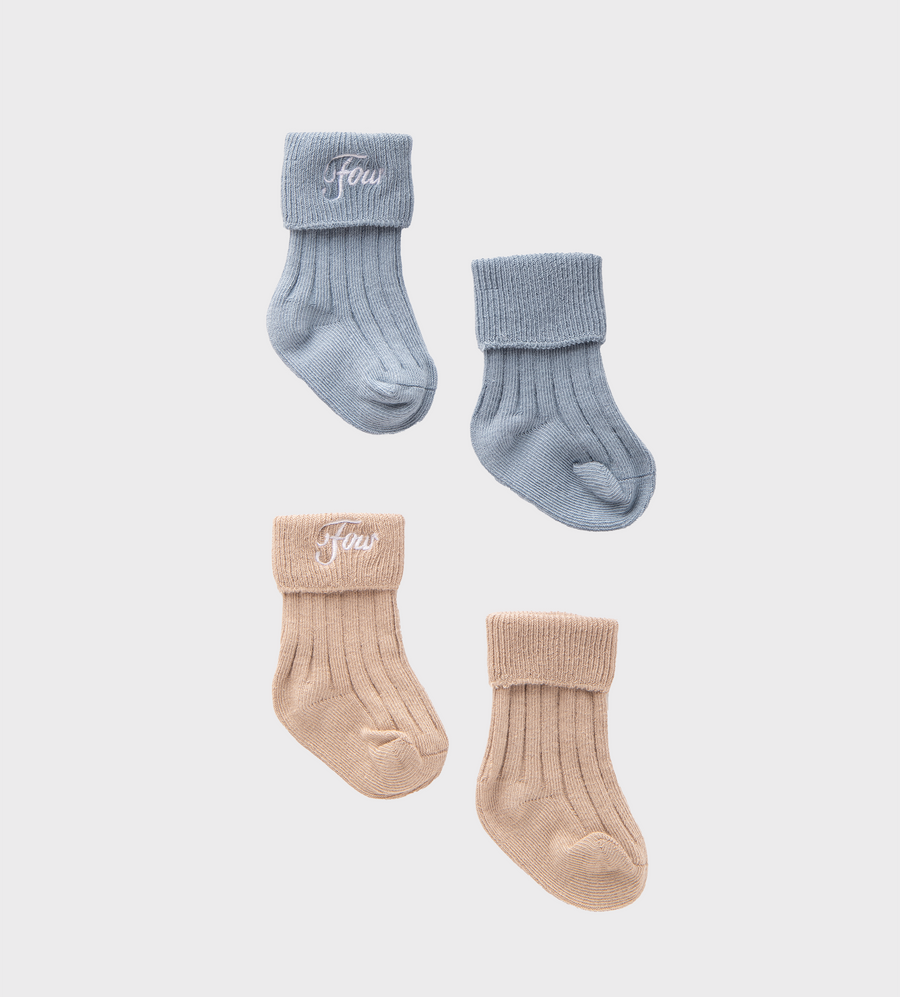 Baby 2-pack Socks Vintage Khaki & Blue