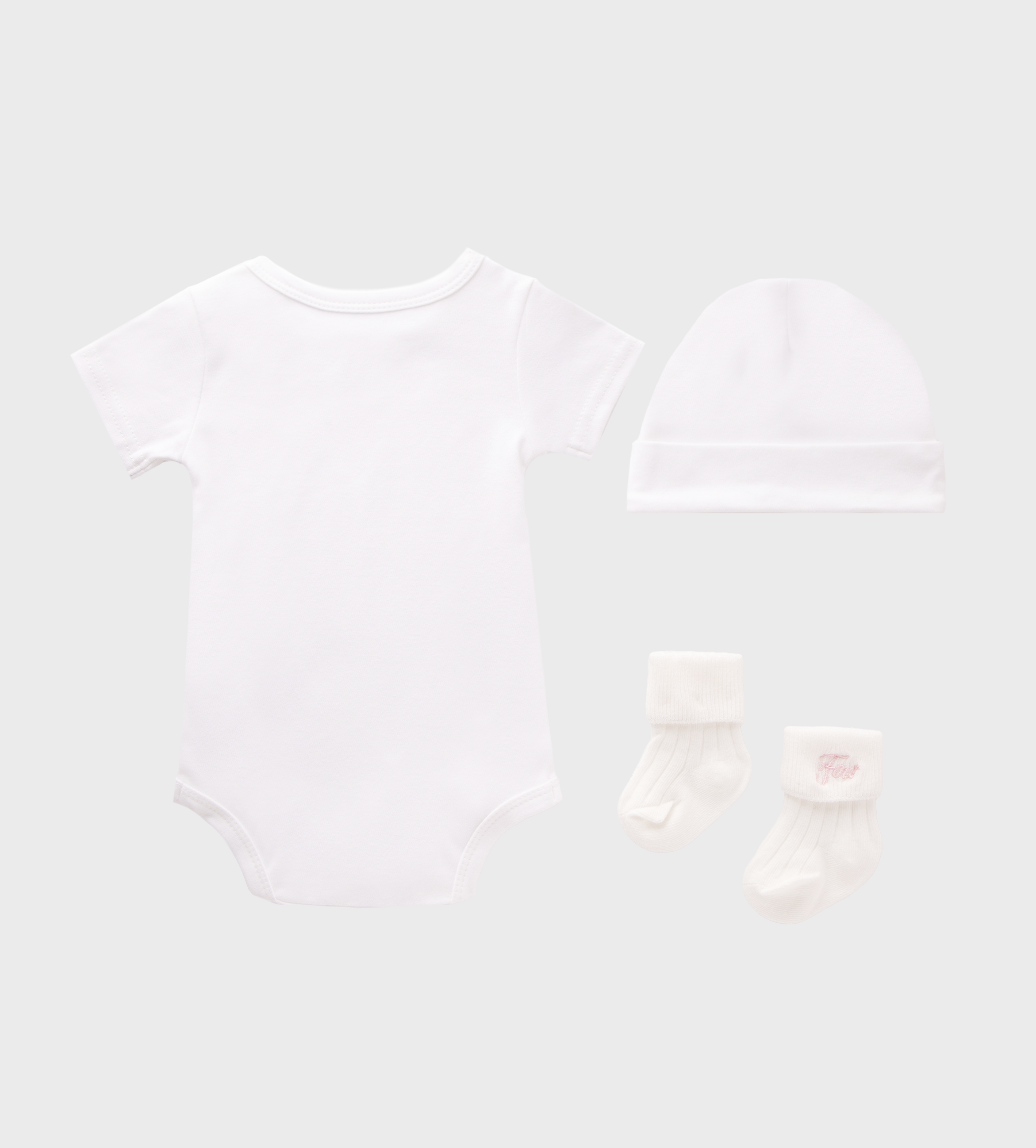 Baby Essentials Set (baby suit, hat & socks) White