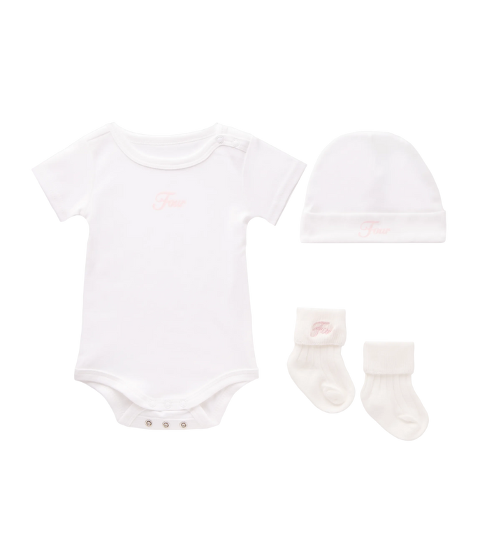 Baby Gift Set (baby suit, hat & socks) White