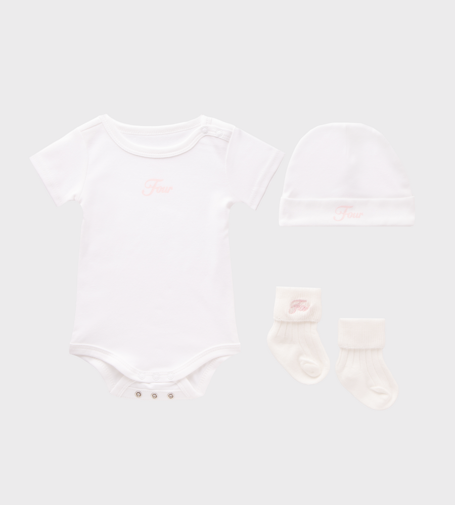 Baby Gift Set (baby suit, hat & socks) White