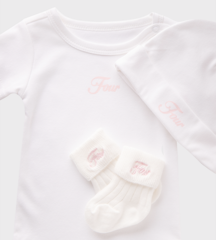 Baby Gift Set (baby suit, hat & socks) White