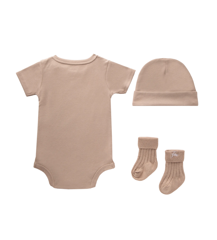 Baby Gift Set (baby suit, hat & socks) Vintage Khaki