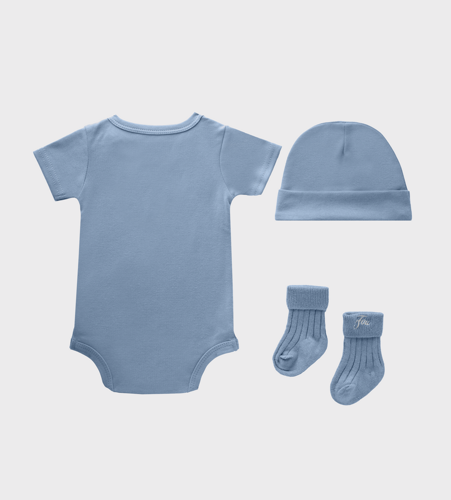 Baby Essentials Set (baby suit, hat & socks) Blue