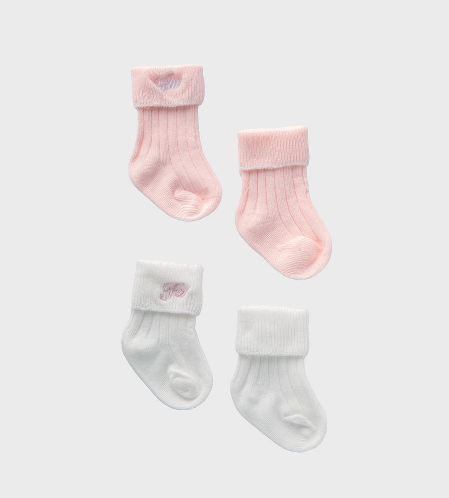 Baby 2-pack Socks White & Pink